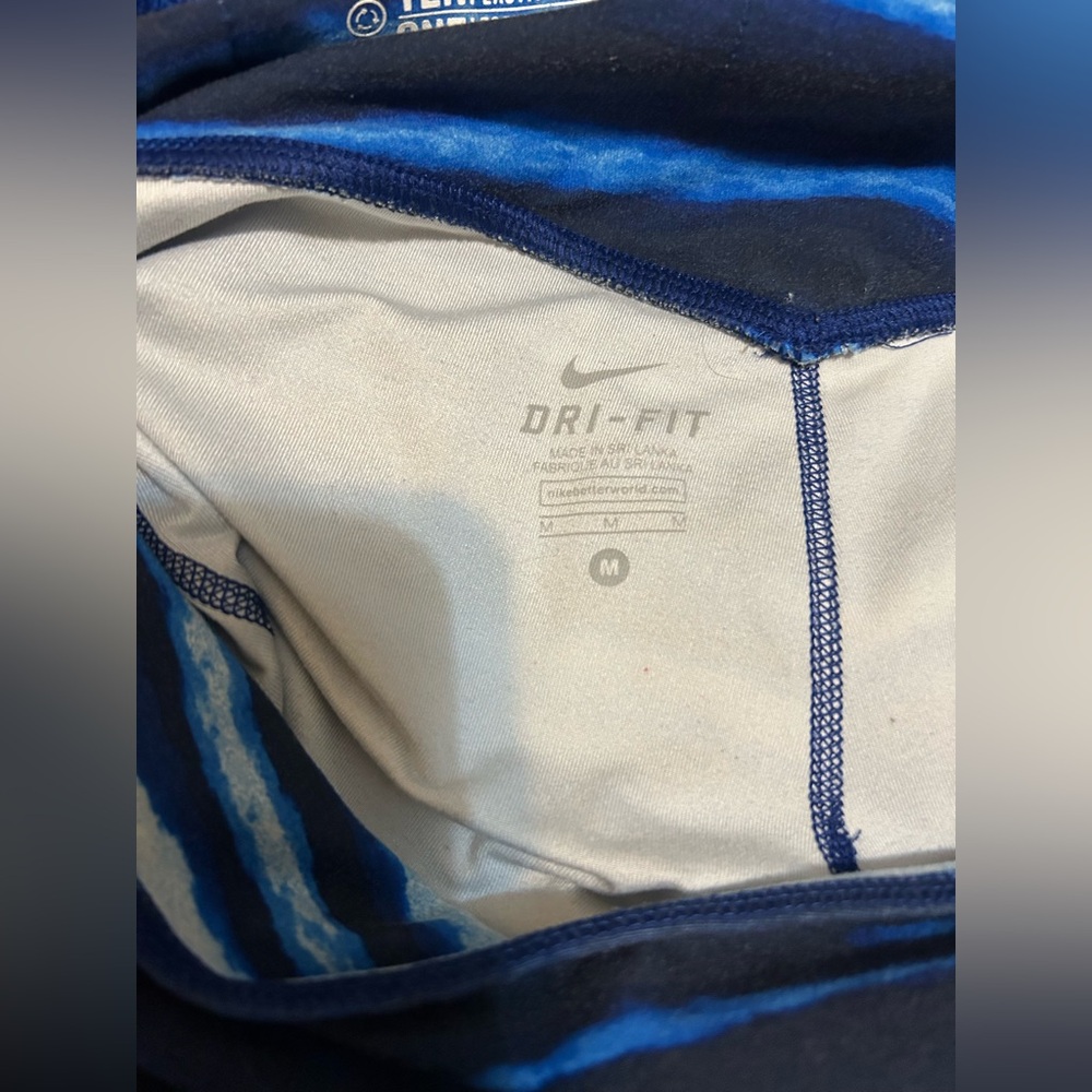 Nike Blue and White Athletic capri Leggings medium drifit - Picture 8 of 10